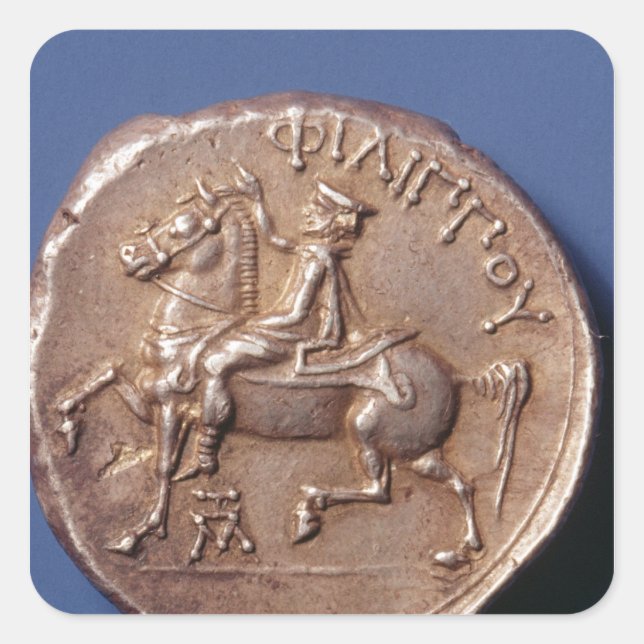 Silver coin of Philip II of Macedon Square Sticker (Front)