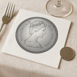 Silver Coin Queen Portrait Napkin