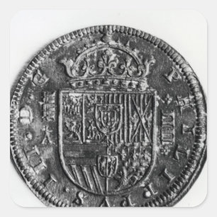 Silver coin square sticker