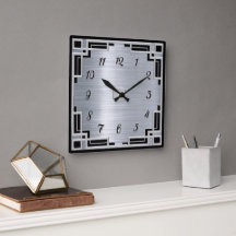Silver color and Black Art Deco Frame Clock