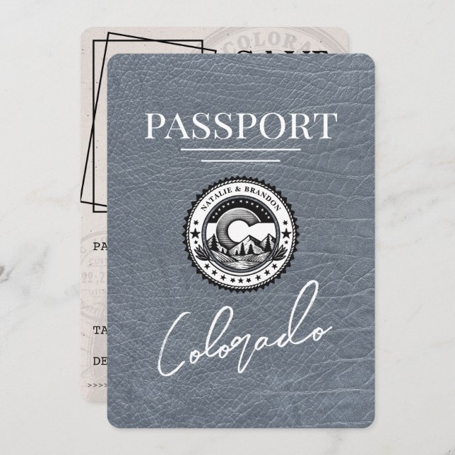 Silver Colorado Passport Save The Date (Front/Back)