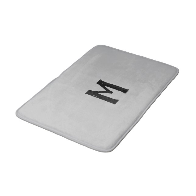 Silver Colour Black Monogram Bath Mat (Angled)