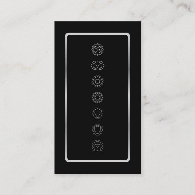Silver Colour Chakras Meditation Business Card (Front)