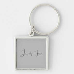 Silver Colour Elegant Grey Calligraphy Script Name Keychain