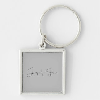 Silver Colour Elegant Grey Calligraphy Script Name Keychain