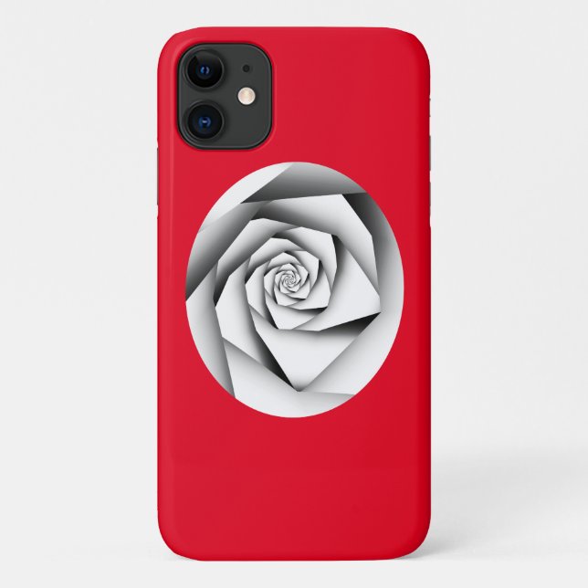 Silver Colour Geometric Style Rose on Red Case-Mate iPhone Case (Back)