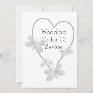 Silver Coloured Butterfly Heart Wedding Program