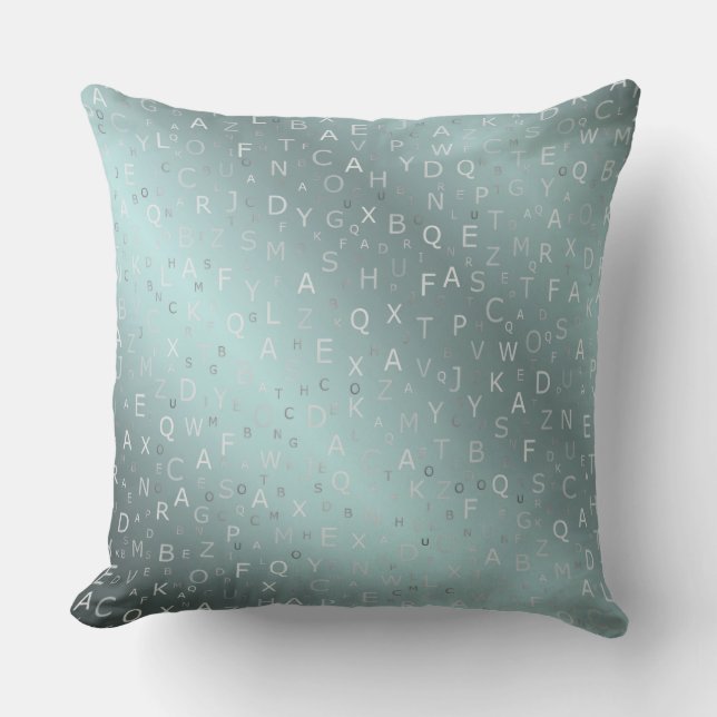 silver,coloured letters from a to z throw pillow (Front)