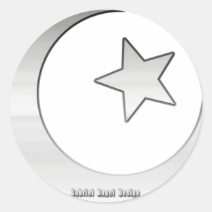 Silver Coloured Star and Crescent Symbol Classic Round Sticker