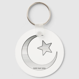 Silver Coloured Star and Crescent Symbol Keychain