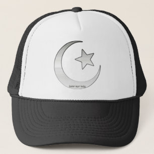 Silver Coloured Star and Crescent Symbol Trucker Hat