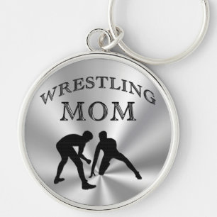 Silver Coloured Wrestling Mom Gifts Keychains