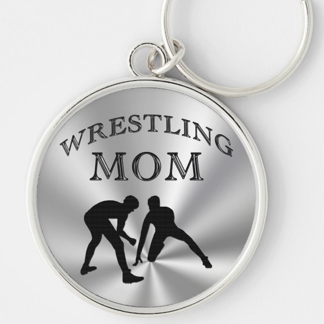 Silver Coloured Wrestling Mom Gifts Keychains (Front)