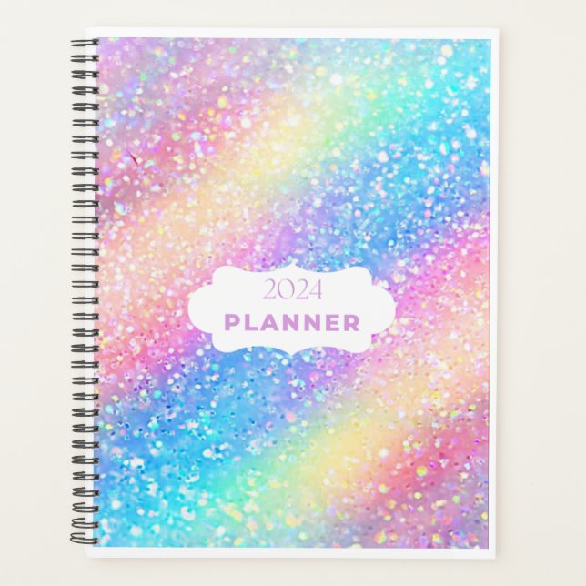 Silver colours glitter gold planner 2024 (Front)