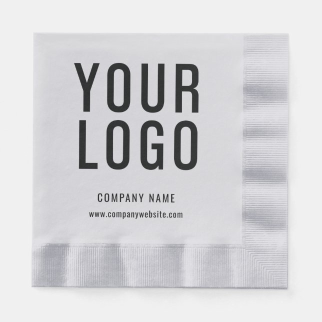 Silver Company Event Custom Logo Minimalist Napkin (Front)