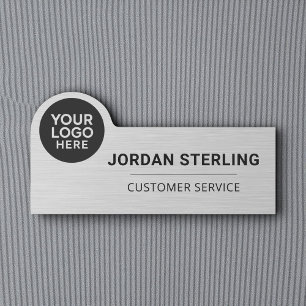 Silver Company  Logo Professional Corporate  Name Tag