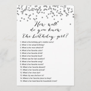 Silver Confetti Birthday - Who knows Birthday Girl Invitation