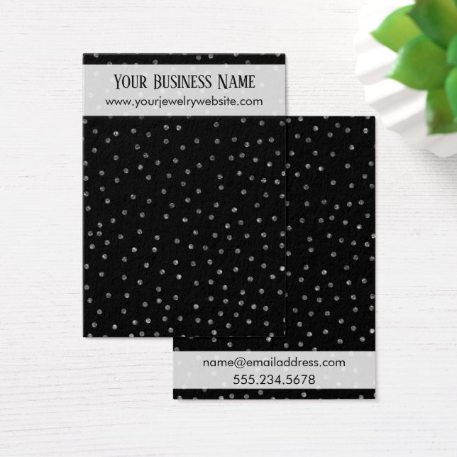 Silver Confetti, Black Earring Holder Display Card (Desk)