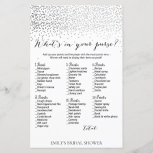 Silver Confetti Bridal Shower Game PRINTED