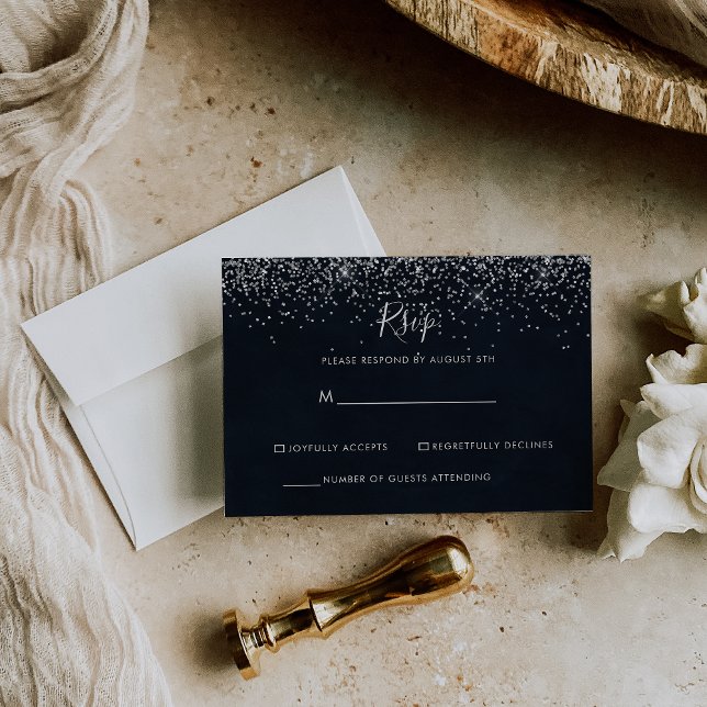 Silver Confetti Calligraphy RSVP (Creator Uploaded)