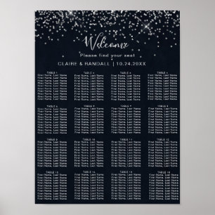 Silver Confetti Calligraphy Wedding Seating Chart