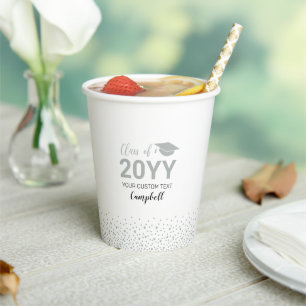 Silver Confetti Class of 2022 Graduation Party Paper Cups