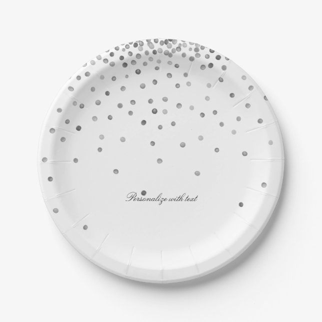 Silver Confetti Dots Paper Plate (Front)