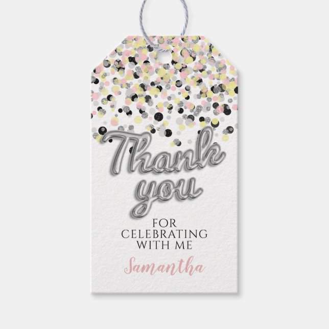 Silver Confetti Gift Tags (Front)