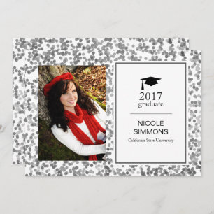 Silver Confetti Graduate Photo Card