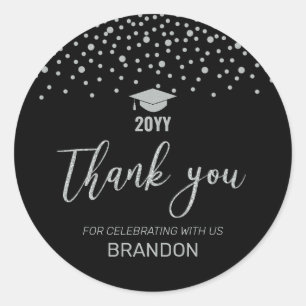 Silver Confetti Graduation Party Favour Classi Classic Round Sticker