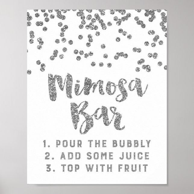Silver Confetti Mimosa Bar Sign Wedding (Front)