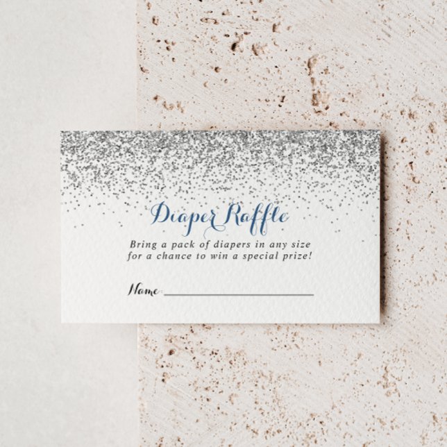 Silver Confetti Minimalist Diaper Raffle Ticket  Enclosure Card (Creator Uploaded)