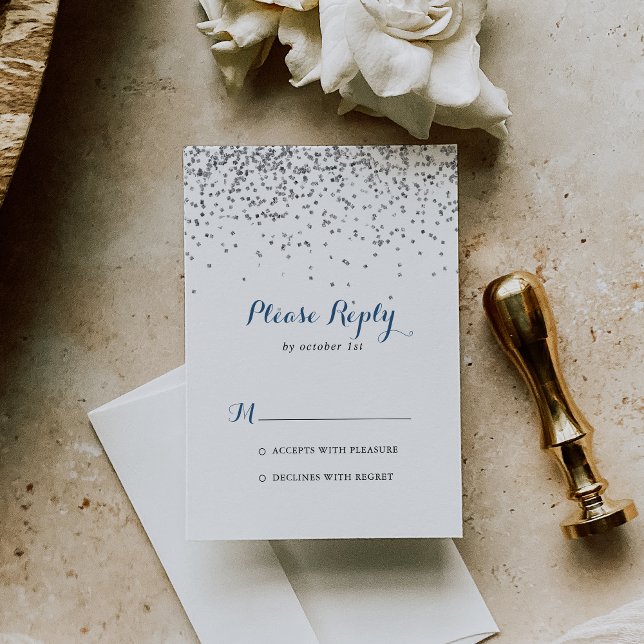 Silver Confetti Minimalist RSVP Card (Creator Uploaded)