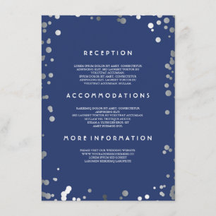 Silver Confetti Navy Wedding Details - Information Enclosure Card