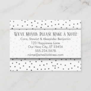 Silver Confetti on White Change of Address Card