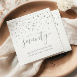 Silver Confetti Personalized 70th Birthday Party Napkin<br><div class="desc">Help them celebrate their 70th birthday in style with this simple but elegant design, featuring faux silver triangular confetti sifting down on the word "seventy" in stylish silver grey handwriting font. Personalize it with the name of the honoree in silver grey sans serif font, along with the occasion and date...</div>