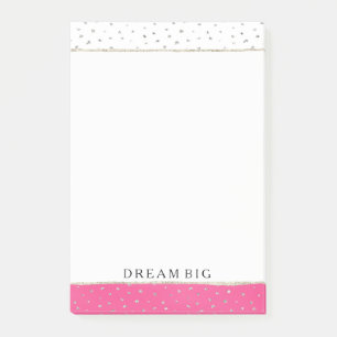Silver Confetti Pink Ombre Watercolor Post-it Notes