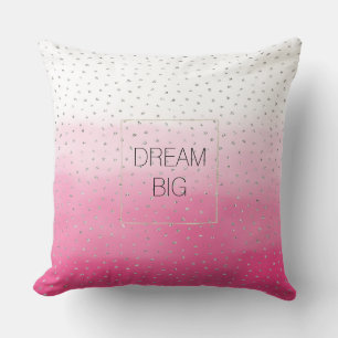 Silver Confetti Pink Ombre Watercolor Throw Pillow