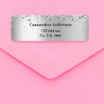 Silver confetti return address label<br><div class="desc">A faux silver looking background with confetti. Personalize and add your name and address. Perfect for a wedding,  bridal shower,  baby shower or birthday party invitations.</div>