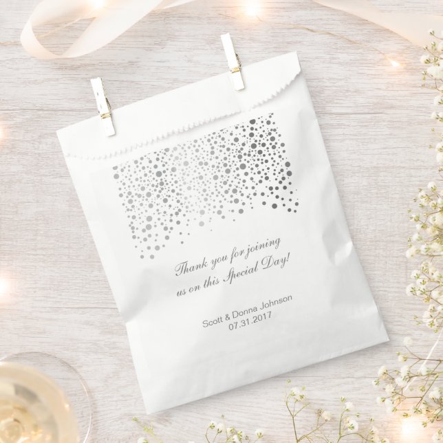 Silver Confetti Wedding Favour Bag (Clipped)