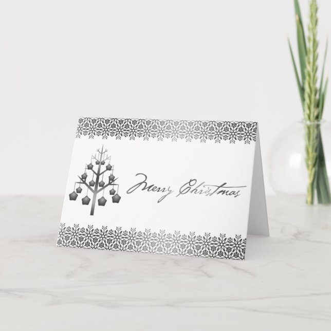 Silver Contemporary Christmas Holiday Card (Front)