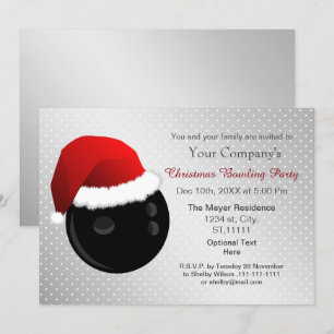 silver Corporate holiday Bowling party Invite