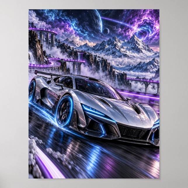 Silver Cosmic Supercar Poster (Front)