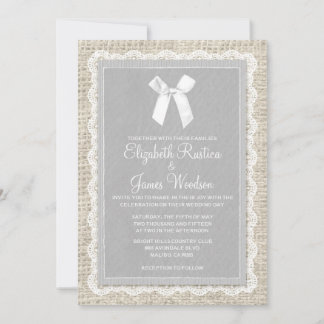 Silver Country Burlap Wedding Invitations