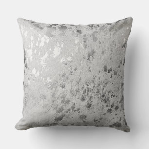 Silver Cowhide Print Metallic Scatter Throw Pillow