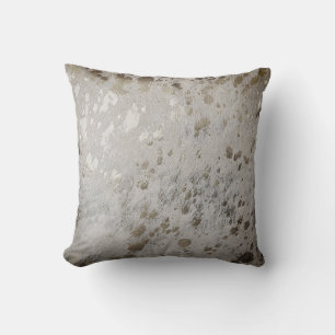 Silver Cowhide Print Metallic Throw Cushion