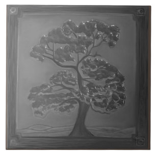 Silver Craftsman Oak Tree Ceramic Tile
