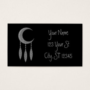 Silver Crescent Moon Feathers