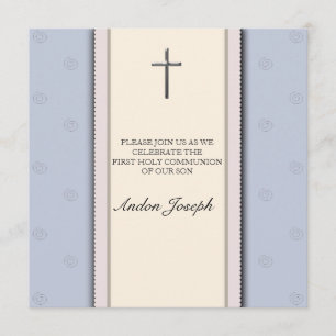 Silver Cross First Holy Communion  Invitation