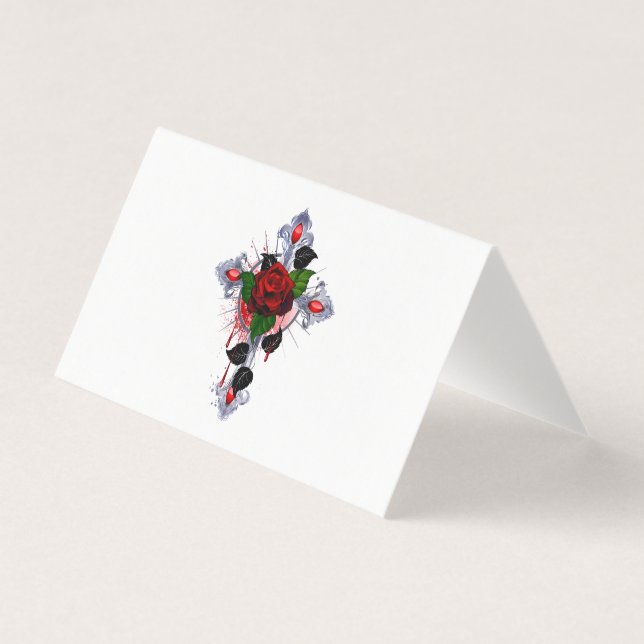 Silver Cross with a Red Rose (Front)